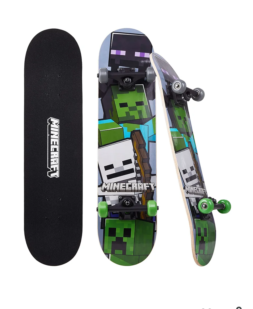 Minecraft 31 inch Skateboard, 9-ply Maple Deck Skate Board for Cruising, Carving, Tricks and Downhill