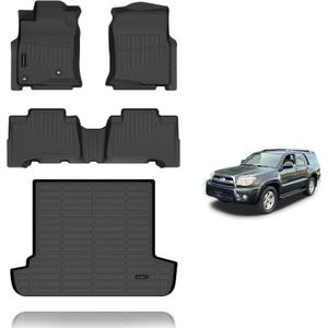 KELCSEECS Floor Mats & Cargo Liner for 2003-2009 Toyota 4Runner 5 Seats, All Weather Protection TPE Floor Liners Front& Rear Row Full Set 4Runner Accessories Black