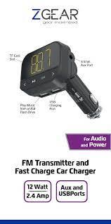 ZGEAR Adaptive Fast Charge Wall Charger And FM Transmitter And Fast Charge Car Charger