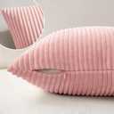 MIULEE Pack of 2 Pillow Covers Soft Soild Decorative Square Throw Pillow Covers Set Cushion Cases Pillowcases for Sofa Bedroom Car 12 x 12 Inch 30 x 30 Cm Pink
