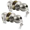 BESTTEN [2 Pack] Entry Door Knob with Lock, Keyed Different Door Lock for Exterior Door and Front Door, Standard Ball, Satin Nickel