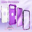 LONTECT for iPhone Air Case 3 in 1 Shockproof Heavy Duty Rugged Hard PC+Soft Silicone Full Body Protective Cover Girls Women Case for Apple iPhone 17 Air 2025, Glow in The Dark Lilac