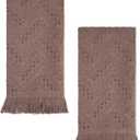 YoulerTex Luxury Decorative Hand Towels Bathroom: 2 Packs 14X30 100% Cotton Turkish Absorbent Soft Face Towel Set for Boho Bathroom Decor Kitchen Hotel Spa Farmhouse Guest Tea Gift (Brown, 14"x30")