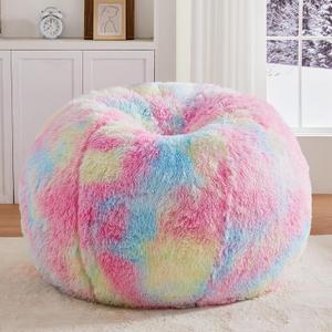 Rainbow Bean Bag Chair, Luxurious Floor Sofa with Memory Foam Filler, 41 Inches