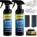 2Pcs Sopami Car Coating Spray,Quick Effect Coating Agent,Quickly Coat Car Wax,Car Scratch Wax Polish Spray Waterless Wash,Oil Film Emulsion Glass Cleaner with towel (Sponge*2+Cloth*2)