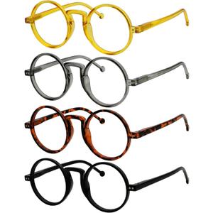 Eyekepper 4 Pack Oversized Round Reading Glasses for Men Women Retro Readers+2.25