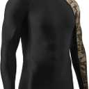 HUGE SPORTS Men's Rash Guard Long Sleeves UPF 50+ UV Sun Protection Quick Drying Splice Compression Swim Shirts Size Medium