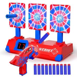 Shooting Toys for 3-12 Year Old Boys, Hero Styles with Glowing Web&Sounds,LCD Scoring and Auto Reset 3 Shooting Targets,Indoor Outdoor Kids Family Games Christmas Birthday Gifts for Boys Toys Age 3-12