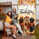 2 x MEHOFOND Fall Thanksgiving Door Cover, Double Sided for Outside Dog Pumpkin Maple Leaves Give Thanks Turkey Seasonal Autumn Yard Decoration 3.6x5.9ft