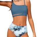 Queenstyle Girls Swimsuits Bikini Set Kids Cutout Bathing Suit Bikini Top Two Piece Girls' Swimwear 13-14Y