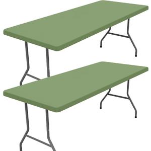 Moosfor 2 Pack Rectangle Spandex Fitted Table Cloth, 4FT Elastic Tablecloth | Washable Picnic Table Cover, Stretch Waterproof Table cloths for Party, Patio, Dining, Kitchen, 30" x 48", Sage Green
