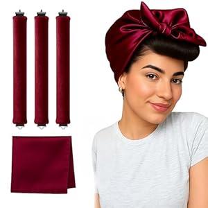 Overnight Blowout Rods | Heatless Curls Rollers Hair Curlers to Sleep In Foam Rolls Velvet Satin Long Short Curling Blow Out Look No Heat Dry Thin Thick Tools Set Soft by VISOFO (Red, Set of 3)