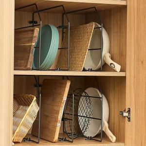 Blulu 6 Pcs Baking Sheet Organizer 12" x 20" Tray Dividers for Cabinets Kitchen Cabinet Dividers Vertical for Baking Sheets Chrome Pan Rack Storage Wires for Kitchen Cupboards(Black)