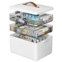 CTIME 3-Tier Medicine Organizer - Portable Medicine Cabinet with Leather Handle, Empty First Aid Kit for Home