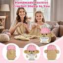 2 x Positive Crochet Sheep Christmas Birthday Gifts for Women Men Her Him, Funny White Elephant Stocking Stuffers Inspirational Gifts for Son Daughter Mom Dad Sister Friend Coworkers, Cute Animal Desk Decor