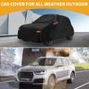 All-Weather Waterproof Car Cover - UV-Resistant Outdoor Full Exterior Protection for Fiat 500 2007-2022 Aluminum Film Black with Right Side Zipper