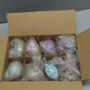 8 Pcs Colorful Glass Easter Egg Ornaments 2.7 Inch Spring Pastel Egg Ornaments Iridescent Opaque Macaron Hanging Easter Tree Decorations for Basket Stuffers Spring Party Bright Color Decor