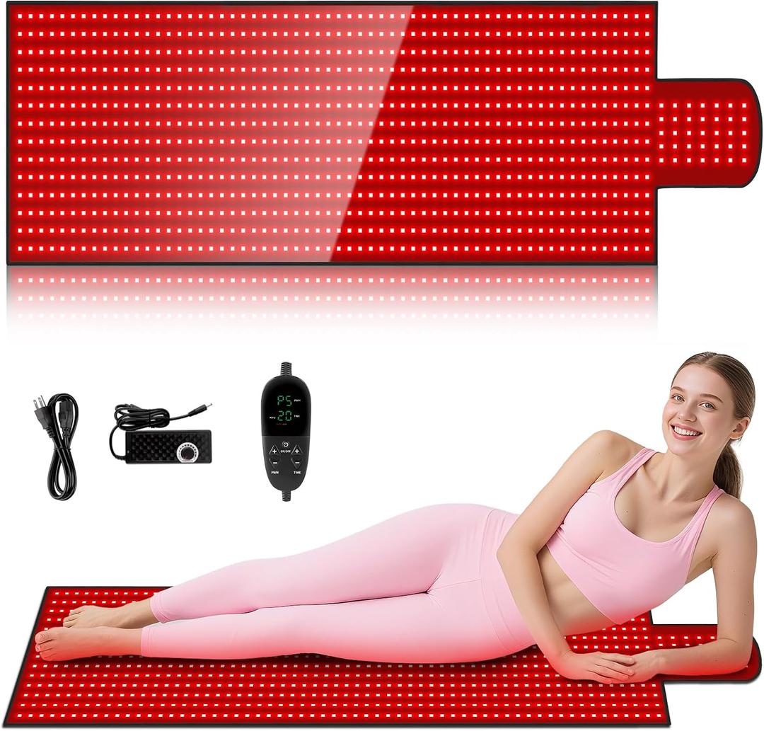 LITDUCK Body Red Light Therapy Mat, Eligible Red Light Therapy Blanket, 2in1 LEDs(660nm& 850nm), Premium Leather, Adjustable Timer & Intensity (65"*20.5")