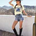 Vintage Football Shirt for Women Game Day Tshirt Sunday Funday Shirt Casual Football Season Short Sleeve Tops (Yellow, L)