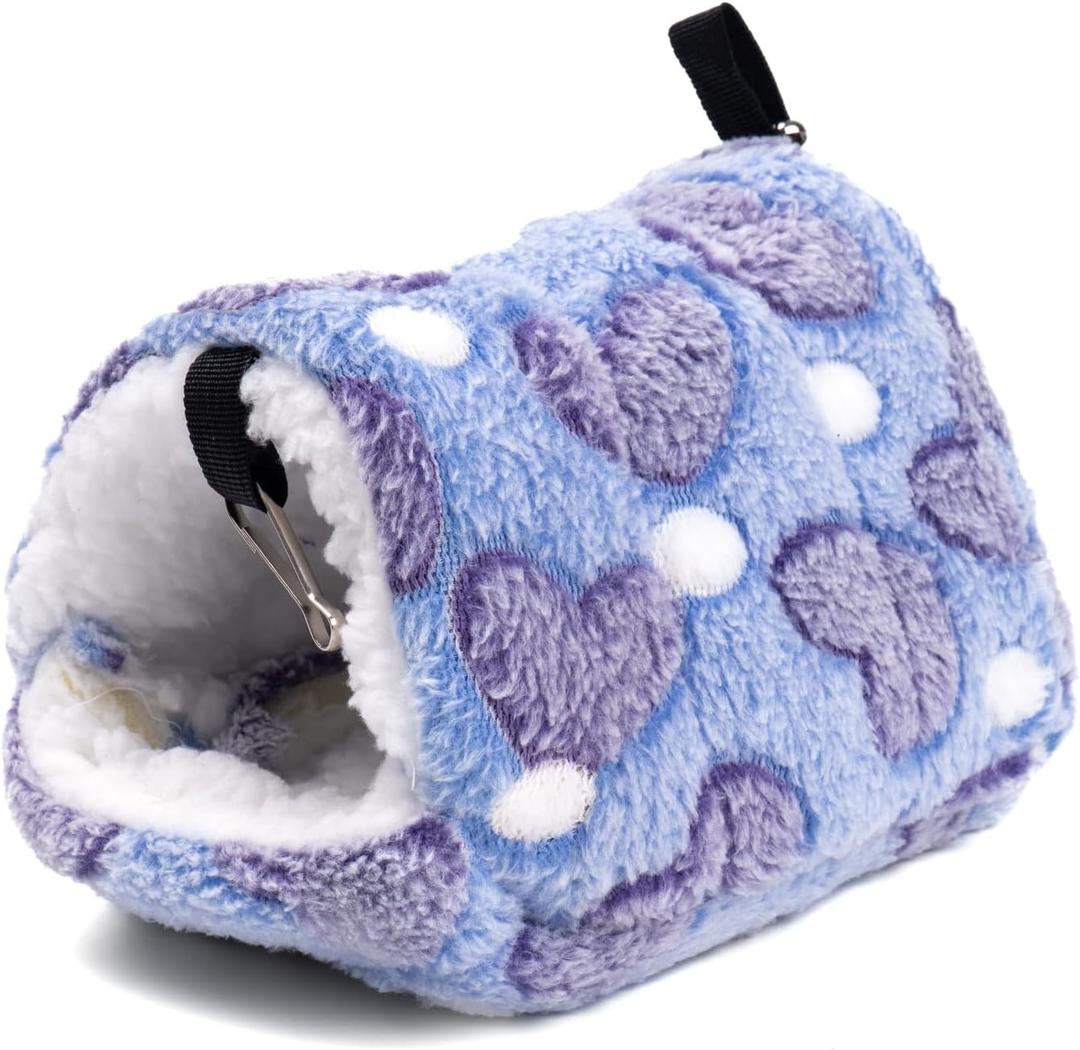 Cozy Hideout House for Small Animals - Soft Washable Bed for Guinea Pigs, Chinchillas, Hamsters and Hedgehogs Warm Comfortable Pet Hideaway with Plush and Fleece for Winter (Purple)