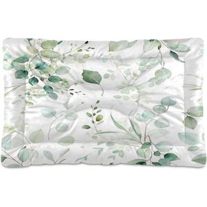 Green Leaves Dog Bed Crate Pad 36x24 inch Soft & Anti-Slip Pet Kennel Bed Pad Cat Sleeping Mat for Small Medium Large Dogs