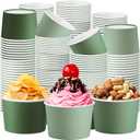 Jingmore Paper Ice Cream Cups 9oz Colored Disposable Dessert Bowls for Hot or Cold Party Food Cups for Birthday Baby Shower Easter Party Supplies(Sage Green,60 Pcs)