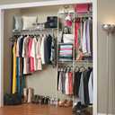 ClosetMaid Wire Closet Organizer System, Adjustable from 5 to 8 Ft., with Shelves, Hardware, Durable Steel, Fixed Mount Installation, White