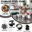Raised Ceramic Dog Bowl Set - Elevated Double Dishes with Stainless Steel Stand - Food and Water Bowls for Small to Medium Dogs - Each Holds 3.5 Cups (29.57 fl oz) - White