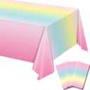 3 Pack Rainbow Tablecloth, Pastel Table Cloths for Parties Rainbow Princess Plastic Table Cloth Birthday Party Colorful Disposable Tablecloth for Pastel Birthday Party Decorations 54x108 Inch
