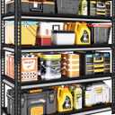 48" W Garage Shelving Heavy Duty, 3000LBS Loads Adjustable Garage Storage Shelves, 5-Tier Metal Shelving Units and Storage Racks, Industrial Utility Shelf,48" Wx24 Dx78 H, Black