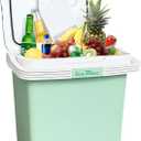 Iceblue Electric Cooler, 26 Liters/28 Cans Mini Fridge with Automatic Locking Handle, 120V AC Home Power Cord & 12V Car Adapter Car Refrigerator, Car Fridge for Home, Car, Gift - Green