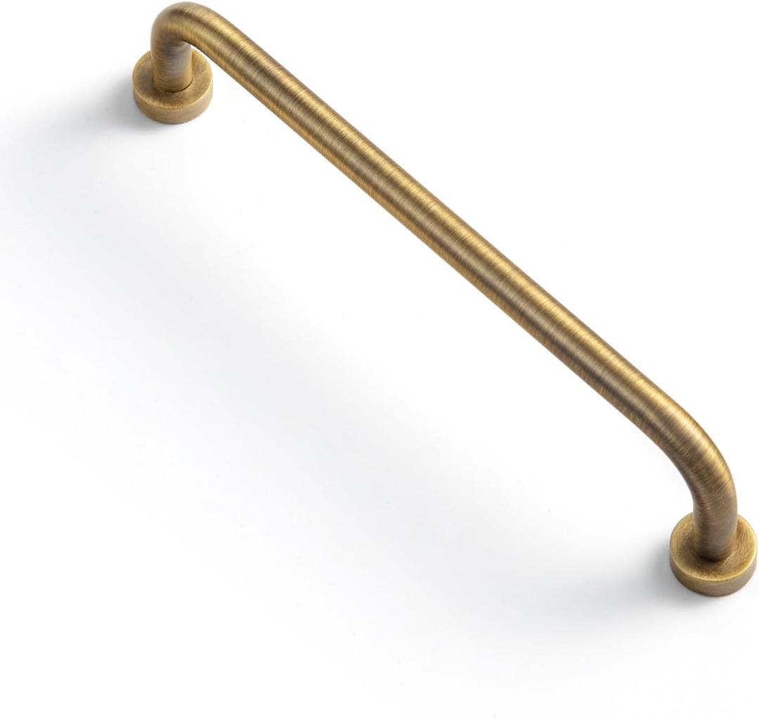 Goo-Ki 6 Pack 5" Center to Center Vintage Solid Brass Cabinet Handles - Elegant Antique Brass Kitchen Hardware Minimalist Drawer Pulls