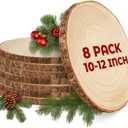 8 Pack 10-12 Inch Large Wood Slices for Centerpieces, Wood Rounds for Tables Decor, Wood Centerpieces for Tables, Rustic Wood Circles for DIY Crafts and Wedding Decor
