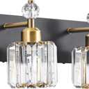 PRESDE 2-Crystal Bathroom Vanity Light Modern Black and Gold Bathroom Lights Fixtures Over Mirror Modern Bath Wall Lighting