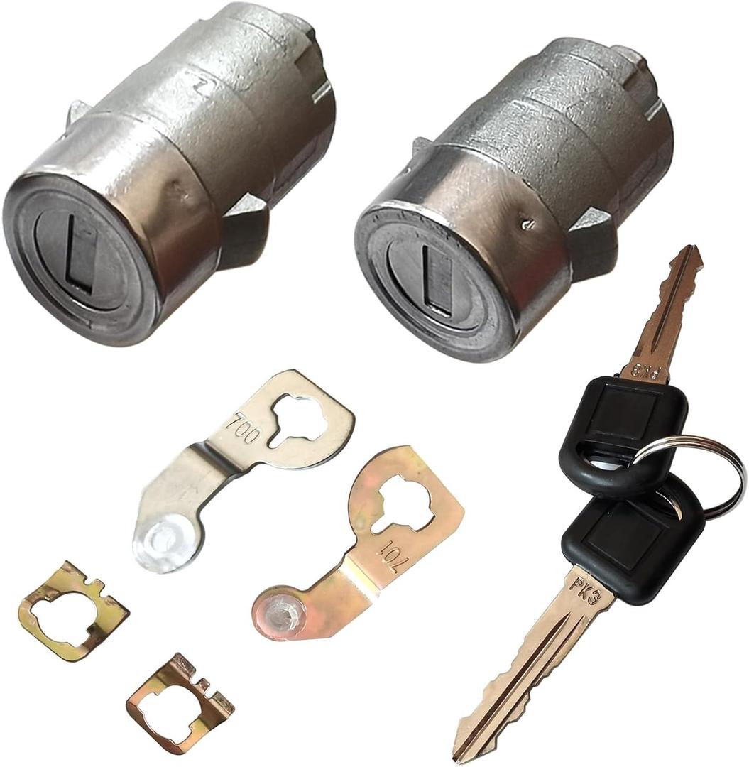 1 Pair Door Lock Cylinder Set w/Key for Chevy Silverado GMC Sierra 1500 2500 3500 Yukon Tahoe Suburban Hummer H2 Cadillac,Front Left Right Door Lock Tumbler 15298924