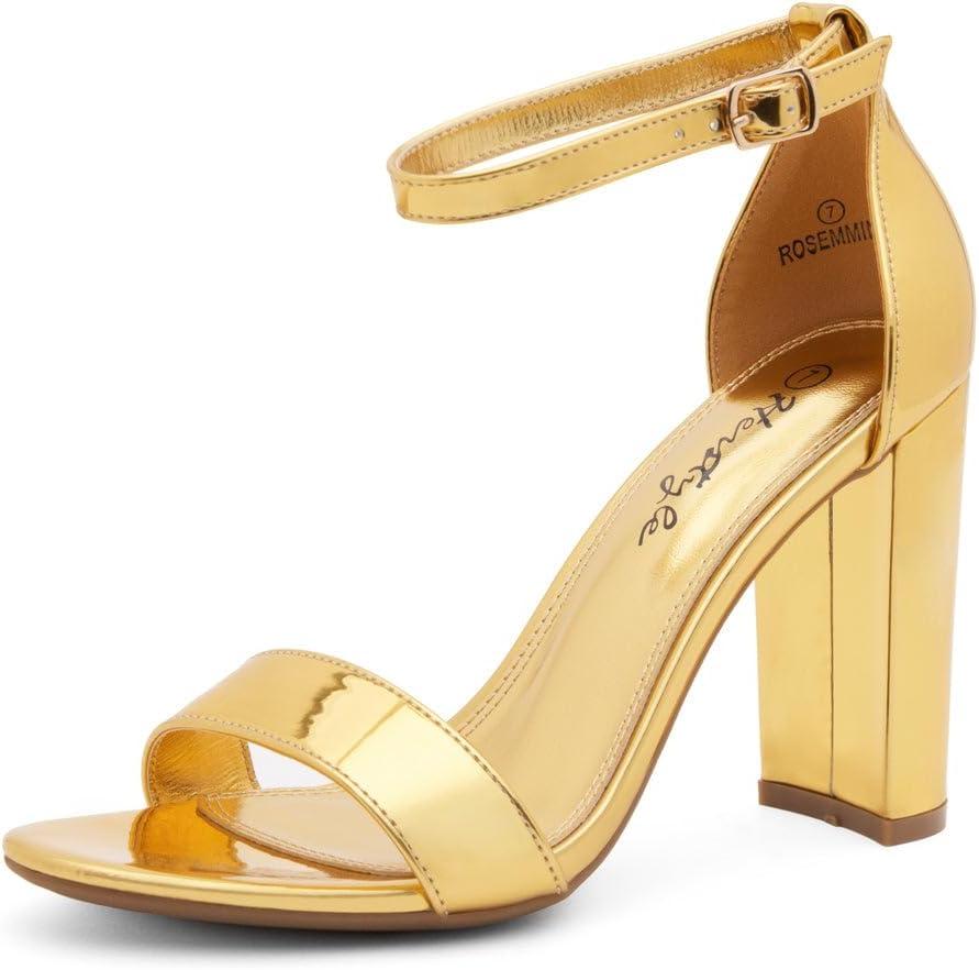 Herstyle Womens Chunky Block Heels Open Toe Ankle Strap Sandals, 3.75 Inch High Heels for Wedding, Party & Dressy Occasions Comfortable Strappy Dress Shoes, 7.5