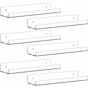 6 Pack Clear Acrylic Shelves for Wall with Adhesive, 15 Inch No Drill Floating Shelves for Bathroom, Bedroom, Renter Friendly, Kids Room Bookshelf, Wall Display Shelf for Lego, Funko Pop, Figurine, Perfume
