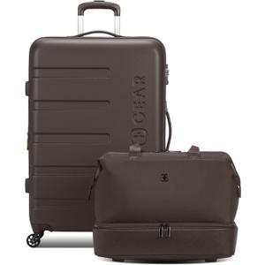 SwissGear 7366 Signature Hardside Expandable Luggage with Spinner Wheels and TSA Lock, Weekender Tote, Chocolate, 2-Piece Set (Weekender/27)