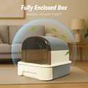 Enclosed Litter Box with Front Door Flap and Scoop, Covered Kitty Litter Box with Handle and Buckles for Portability and Privacy (Misty Gray)