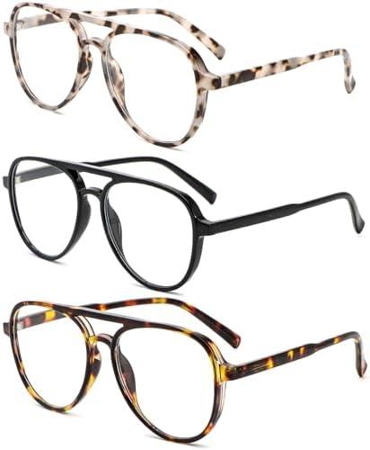 DXYXYO Retro Aviator Reading Glasses for Women, Mens Lightweight Blue Light Blocking Computer Readers