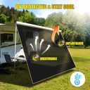 RV Awning Sun Shade Screen, 90% UV Blocking Mesh & 600D Waterproof Oxford Fabric, Retractable RV Shade Screen for Campers, Trailers, Motorhomes (No Curtain, 8'X17'3'' for 18 ft Awning)