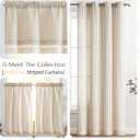 jinchan Linen Valance Curtain Striped Small Window Curtain Double Layer Light Filtering Modern Farmhouse Valance for Kitchen Living Room Bedroom 18 Inch Rod Pocket 1 Panel Taupe on Beige