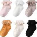 Zumou Toddler Lace Socks Girls Ruffle Eyelet Frilly Princess for Baby Little Kids (0-12 Months, A Assorteds 6 Pairs)