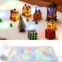 Jetec LED Christmas Fake Snow Blanket with Lights Artificial Snow Blanket with 2 Pcs LED Lights Lighted Snowflake Table Runner for Christmas Tree Village Display Winter Party Decor(15.75''x 49.21'')