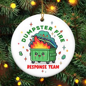 Christmas Funny Work Gifts for Coworkers - Ceramic Dumpster Fire Christmas Ornaments 2025 - Appreciation Gift for Work Bestie Friend, Stocking Stuffers, Gag Gift, White Elephant Gifts Women Men