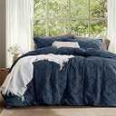 Bedsure Boho Duvet Cover  - Boho Bedding, Tufted King Duvet Cover for All Seasons, 3 Pieces Embroidery Shabby Chic Home Bedding,Comforter Not Included (Navy, 100" x 70")