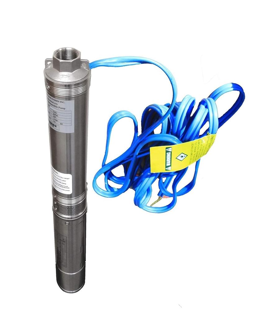 Hallmark Industries Well Pump, Deep Well Submersible Pump, 1HP, 110V 60HZ, 33 Gpm, Stainless Steel, 3.8"