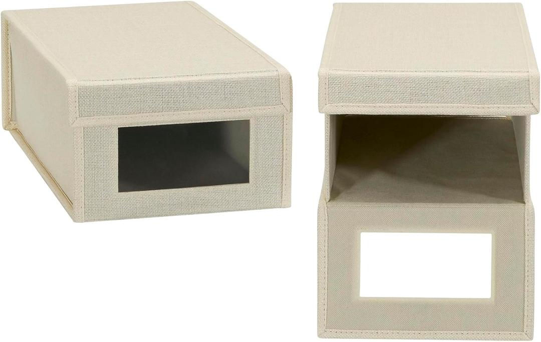 Household Essentials Small Drop Front Shoe Box 2 Pack, Beige