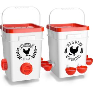Tgeyd 5Gal/25Lb Large Chicken Feeder and Waterer Set (Rain Proof/No Waste), with S-Hooks for Easy Hanging