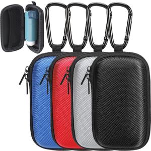 Woanger 4 Pcs Hearing Aid Case Hard Asthma Inhaler Holder Travel Hearing Aid Case Earbud Portable Zipper Carry Holder with Mesh Pocket for Inhaler Carrying Aid Other Accessories from Dust and Dirt